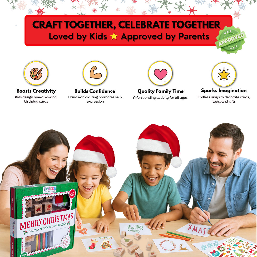 MERRY CHRISTMAS - Wooden Stamps & DIY Card Making Kit