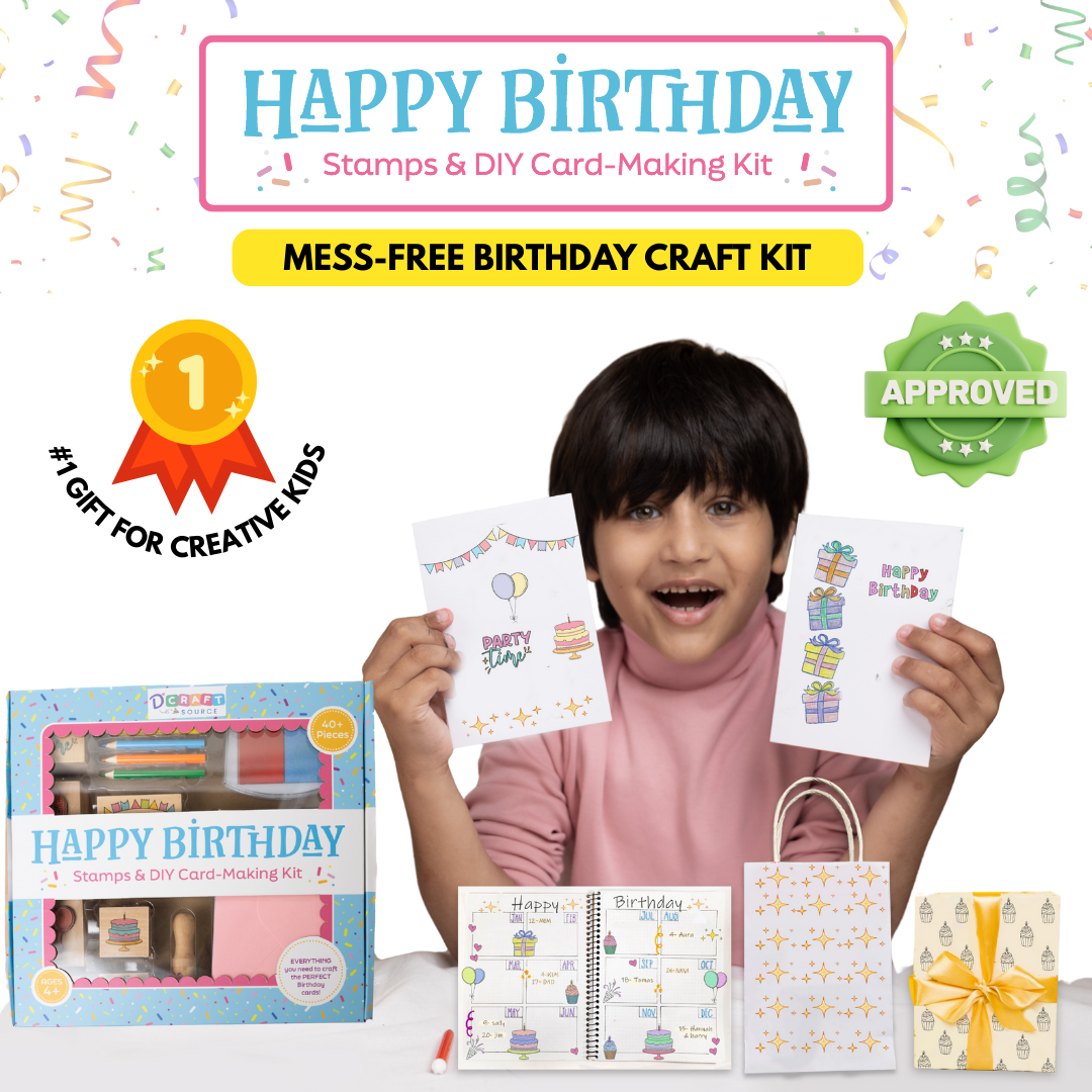 HAPPY BIRTHDAY - Wooden Stamps & DIY Card Making Kit