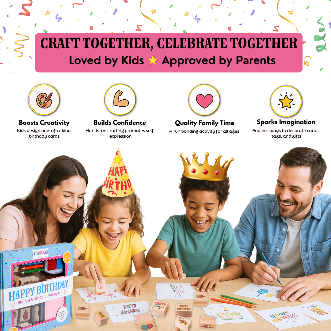 HAPPY BIRTHDAY - Wooden Stamps & DIY Card Making Kit