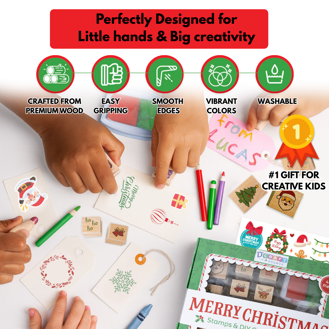MERRY CHRISTMAS - Wooden Stamps & DIY Card Making Kit