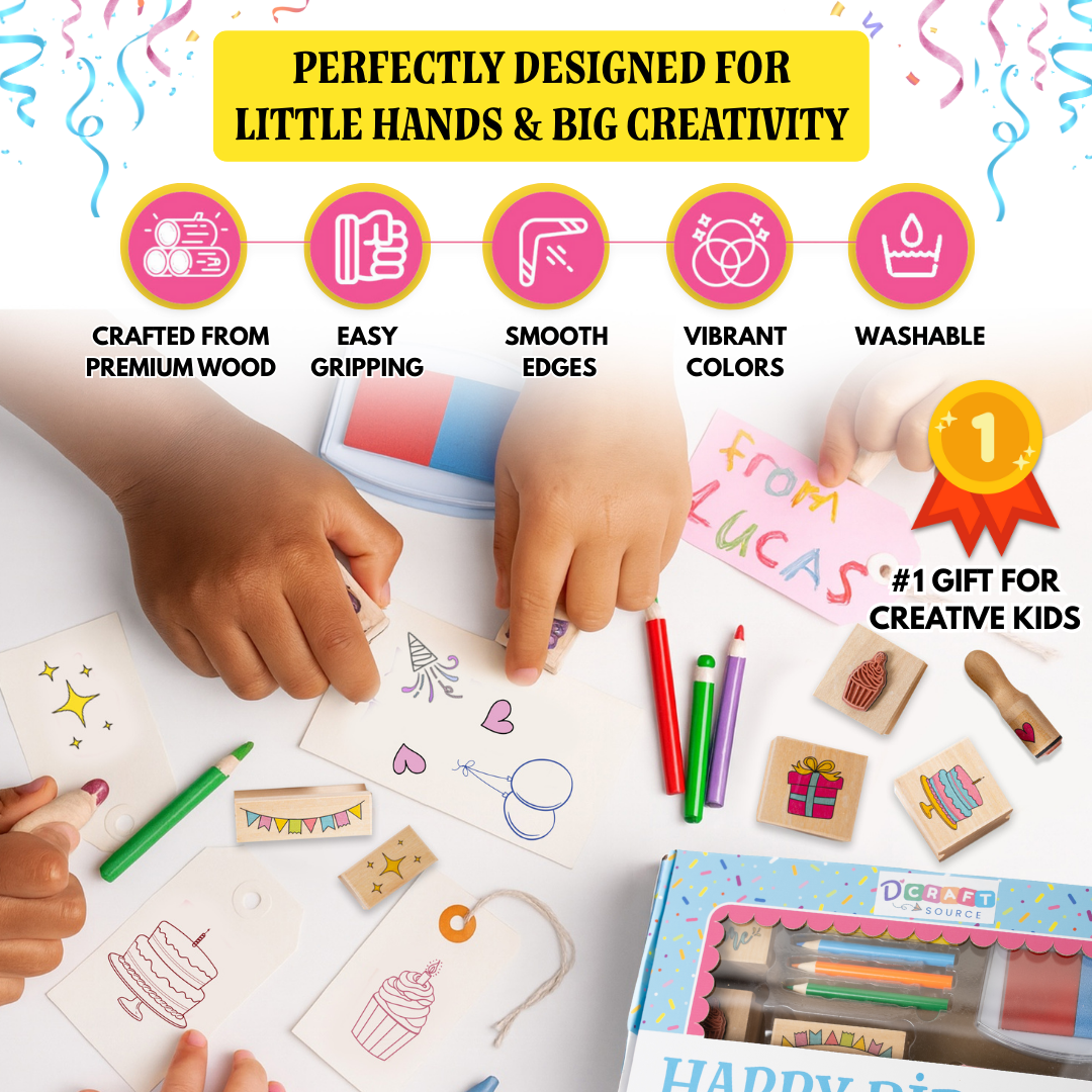 HAPPY BIRTHDAY - Wooden Stamps & DIY Card Making Kit