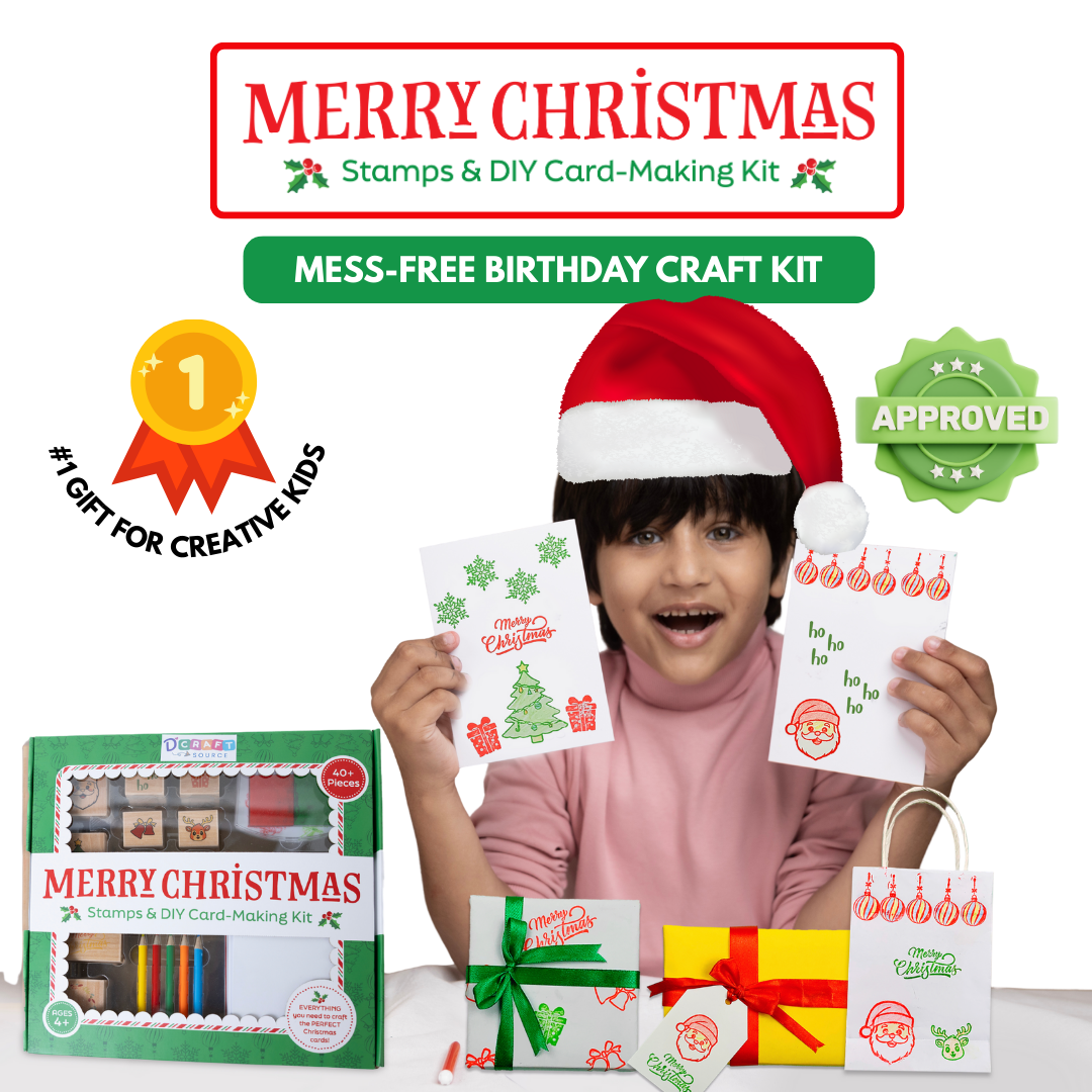 MERRY CHRISTMAS - Wooden Stamps & DIY Card Making Kit