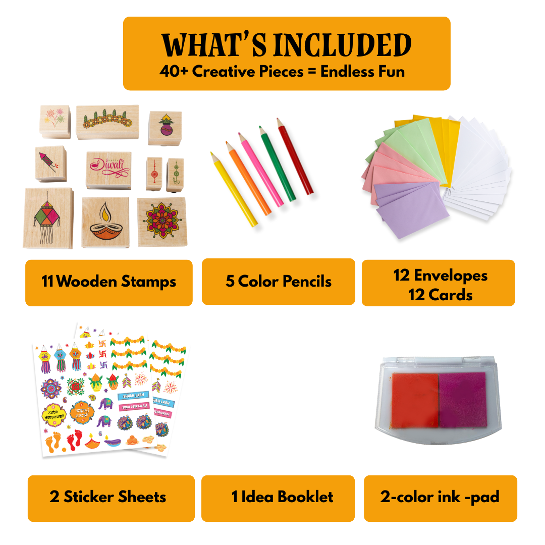 HAPPY DIWALI - Wooden Stamps & DIY Card Making Kit