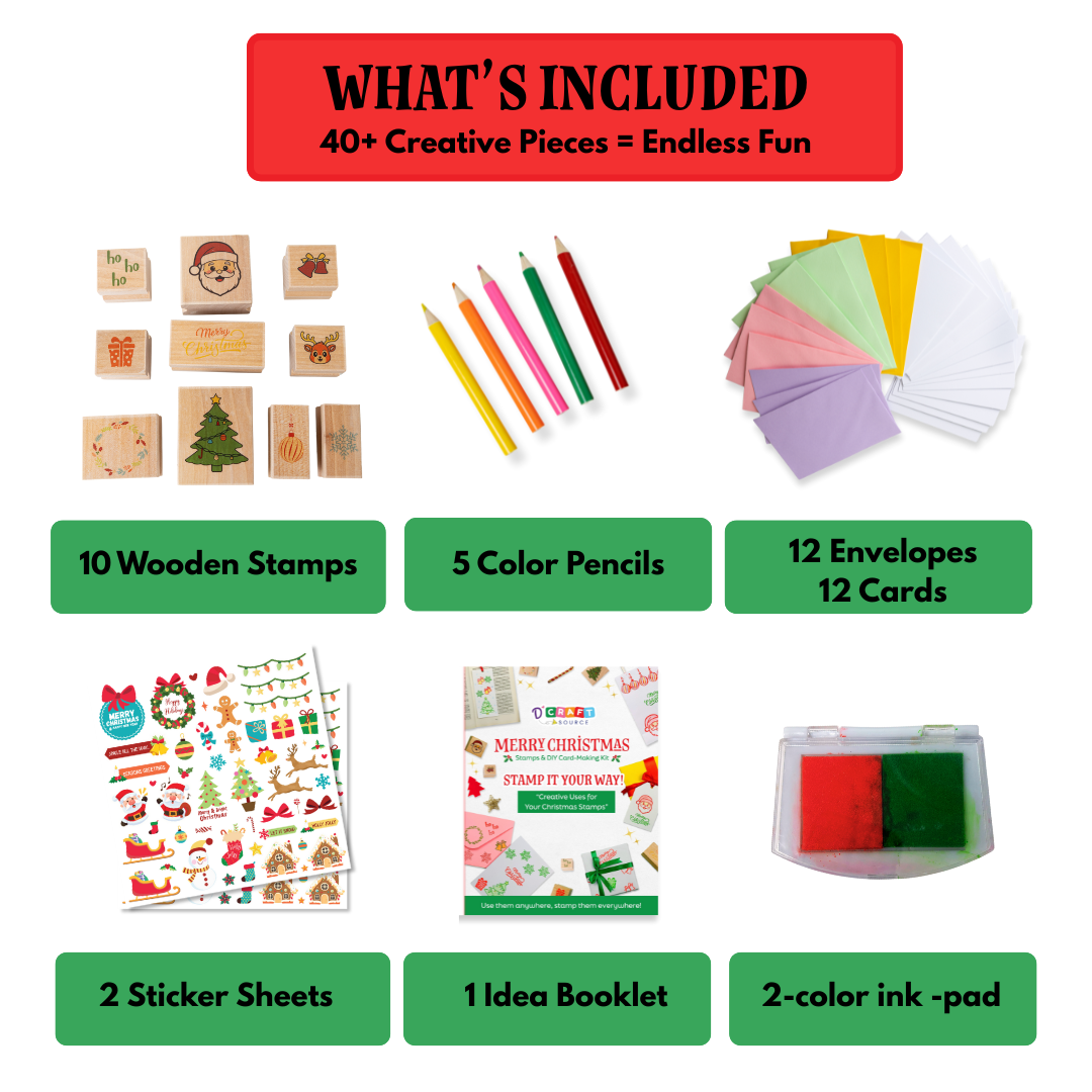 MERRY CHRISTMAS - Wooden Stamps & DIY Card Making Kit