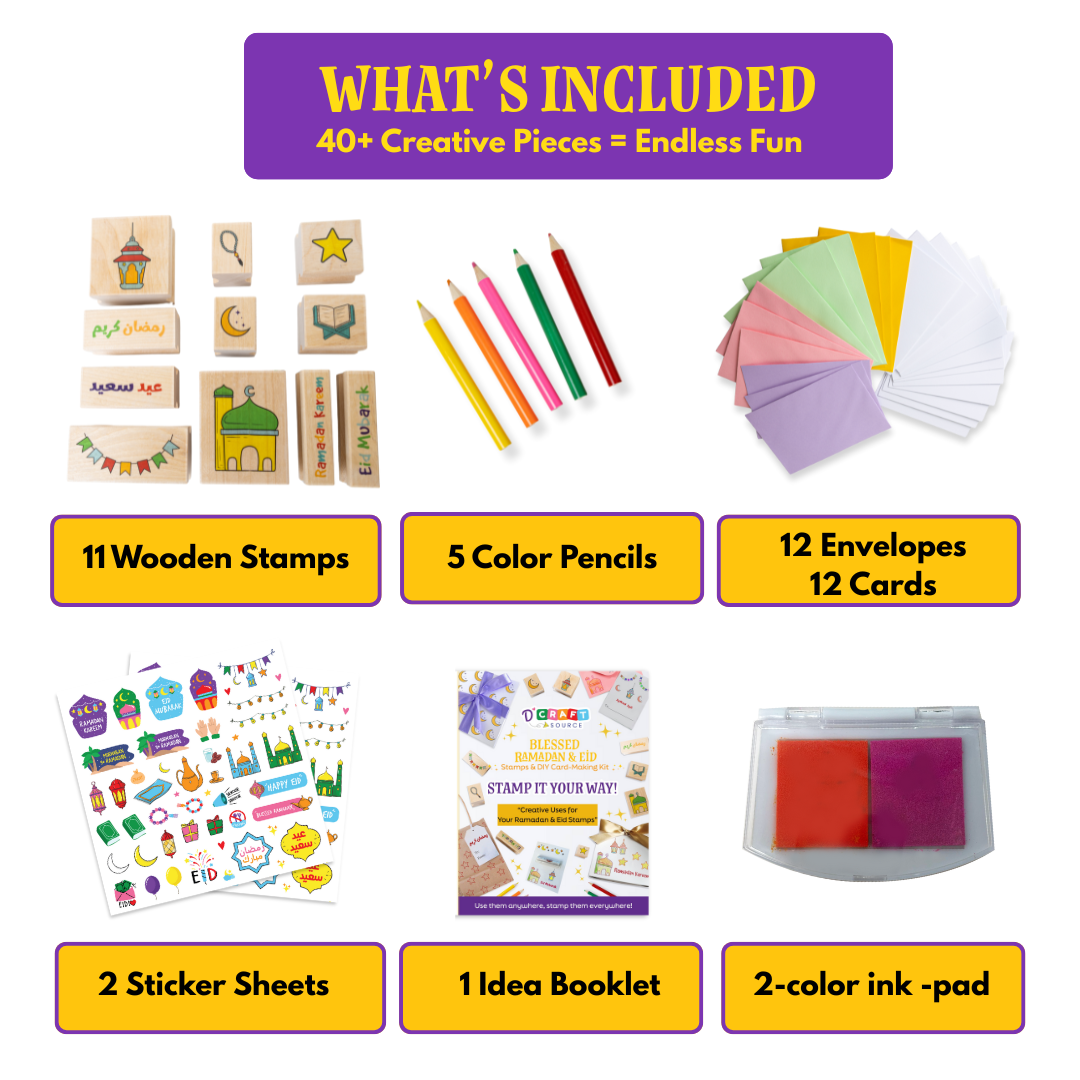 BLESSED RAMADAN & EID - Wooden stamps & DIY Card Making Kit