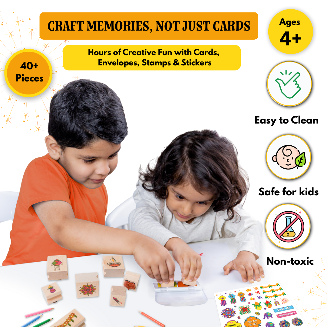 HAPPY DIWALI - Wooden Stamps & DIY Card Making Kit