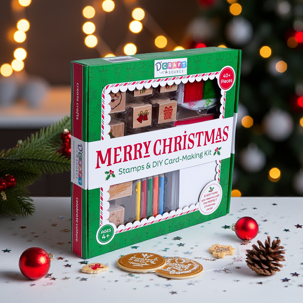 MERRY CHRISTMAS - Wooden Stamps & DIY Card Making Kit