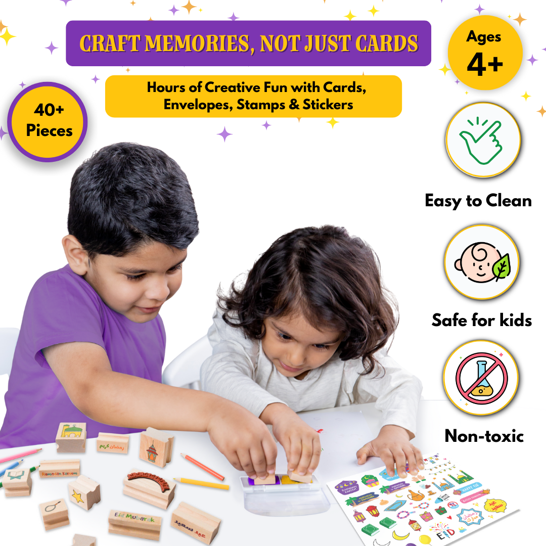 BLESSED RAMADAN & EID - Wooden stamps & DIY Card Making Kit