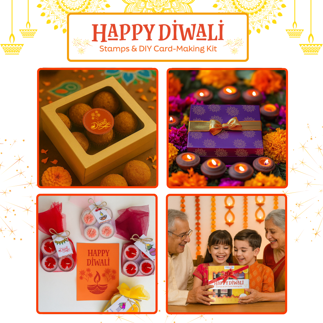 HAPPY DIWALI - Wooden Stamps & DIY Card Making Kit
