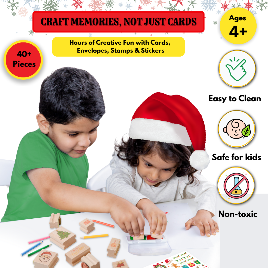 MERRY CHRISTMAS - Wooden Stamps & DIY Card Making Kit