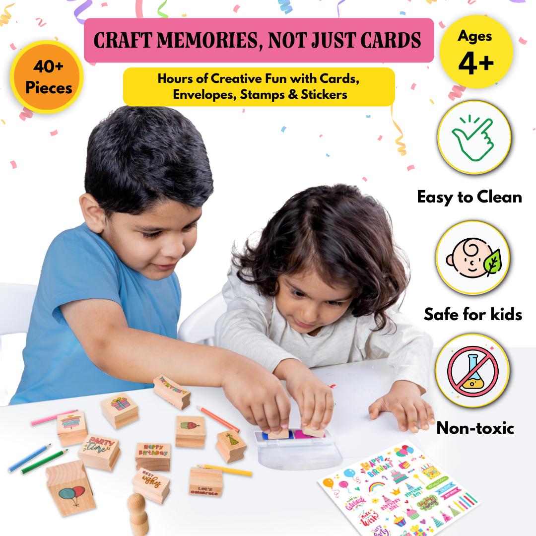 HAPPY BIRTHDAY - Wooden Stamps & DIY Card Making Kit