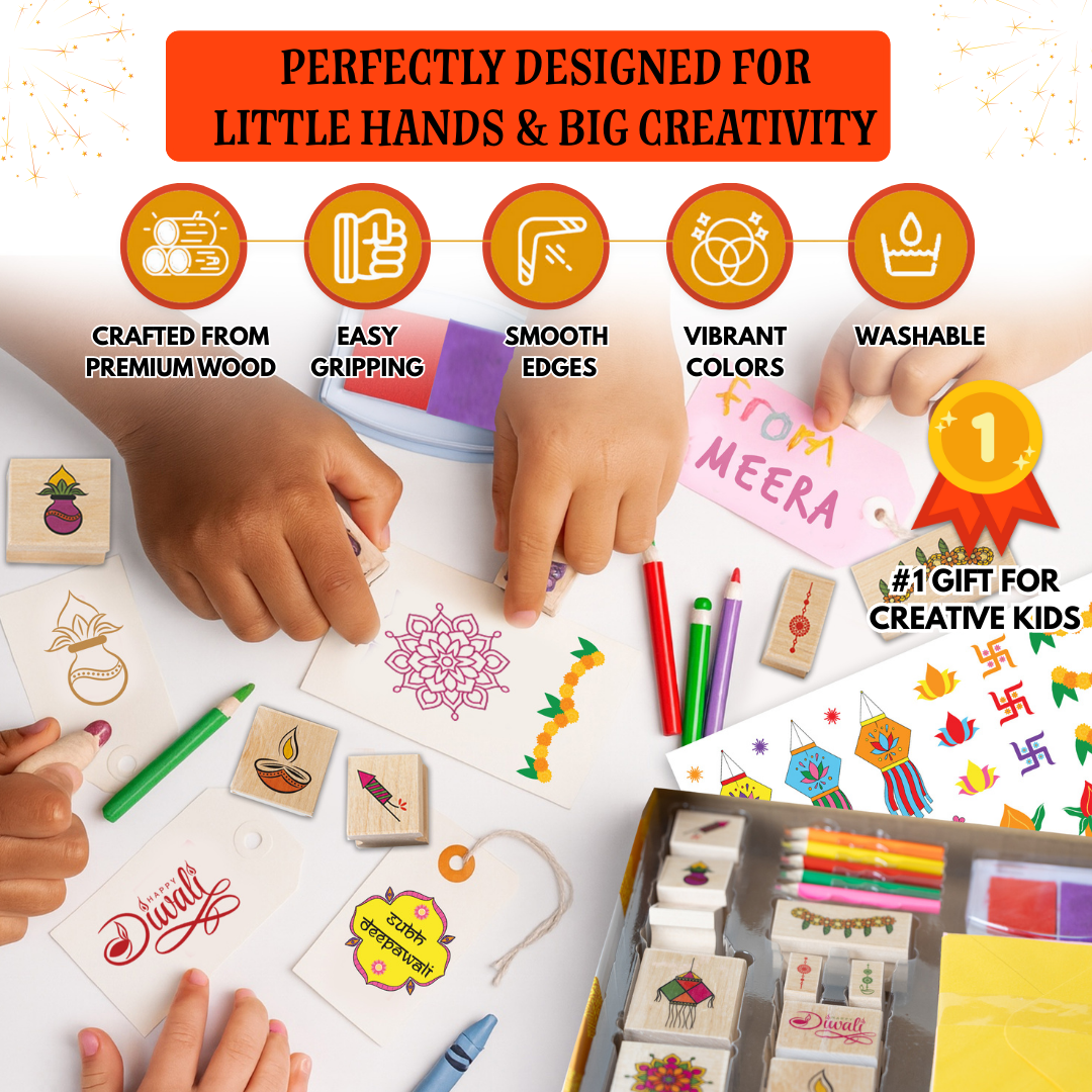 HAPPY DIWALI - Wooden Stamps & DIY Card Making Kit