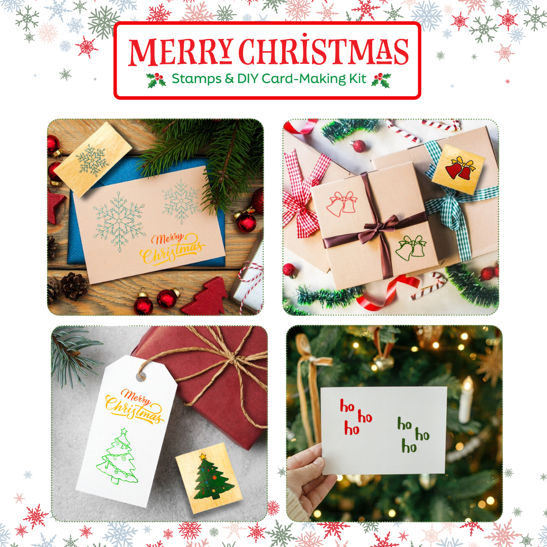MERRY CHRISTMAS - Wooden Stamps & DIY Card Making Kit