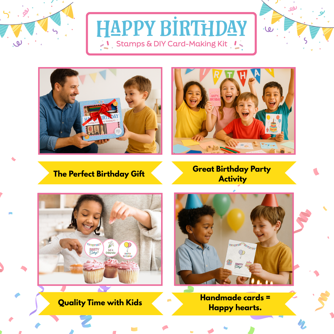HAPPY BIRTHDAY - Wooden Stamps & DIY Card Making Kit