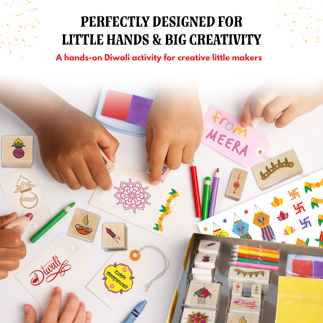 HAPPY DIWALI - Wooden Stamps & DIY Card Making Kit