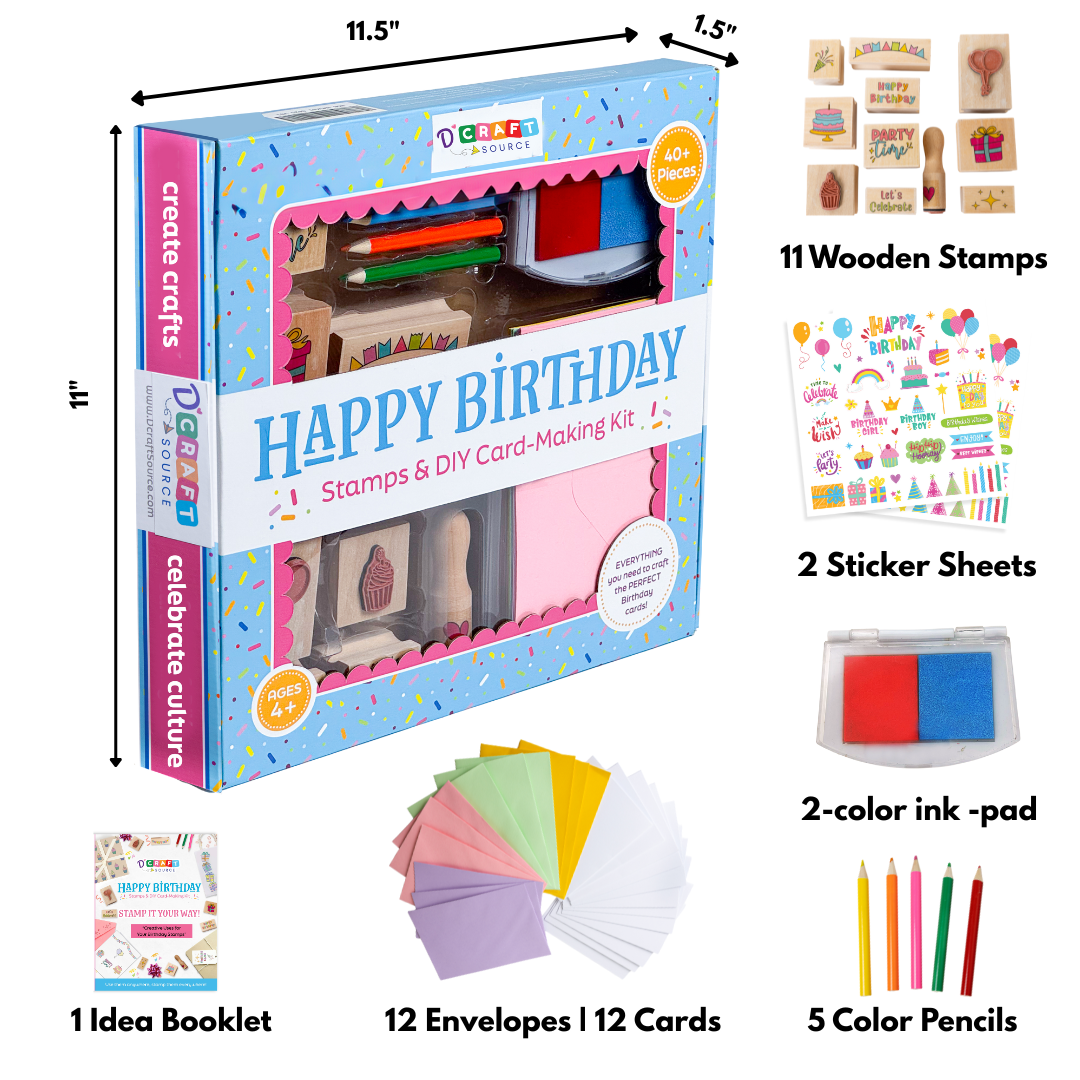 HAPPY BIRTHDAY - Wooden Stamps & DIY Card Making Kit