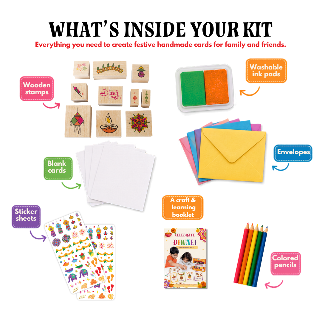 HAPPY DIWALI - Wooden Stamps & DIY Card Making Kit