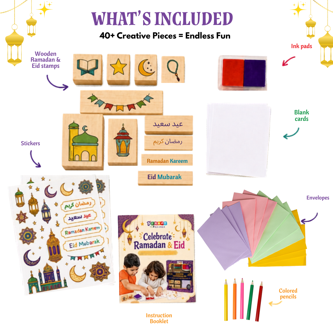 BLESSED RAMADAN & EID - Wooden stamps & DIY Card Making Kit