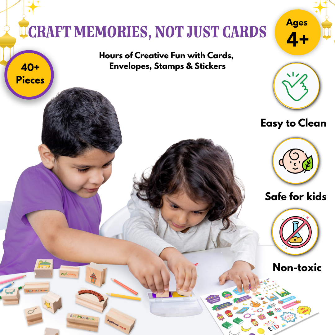 BLESSED RAMADAN & EID - Wooden stamps & DIY Card Making Kit