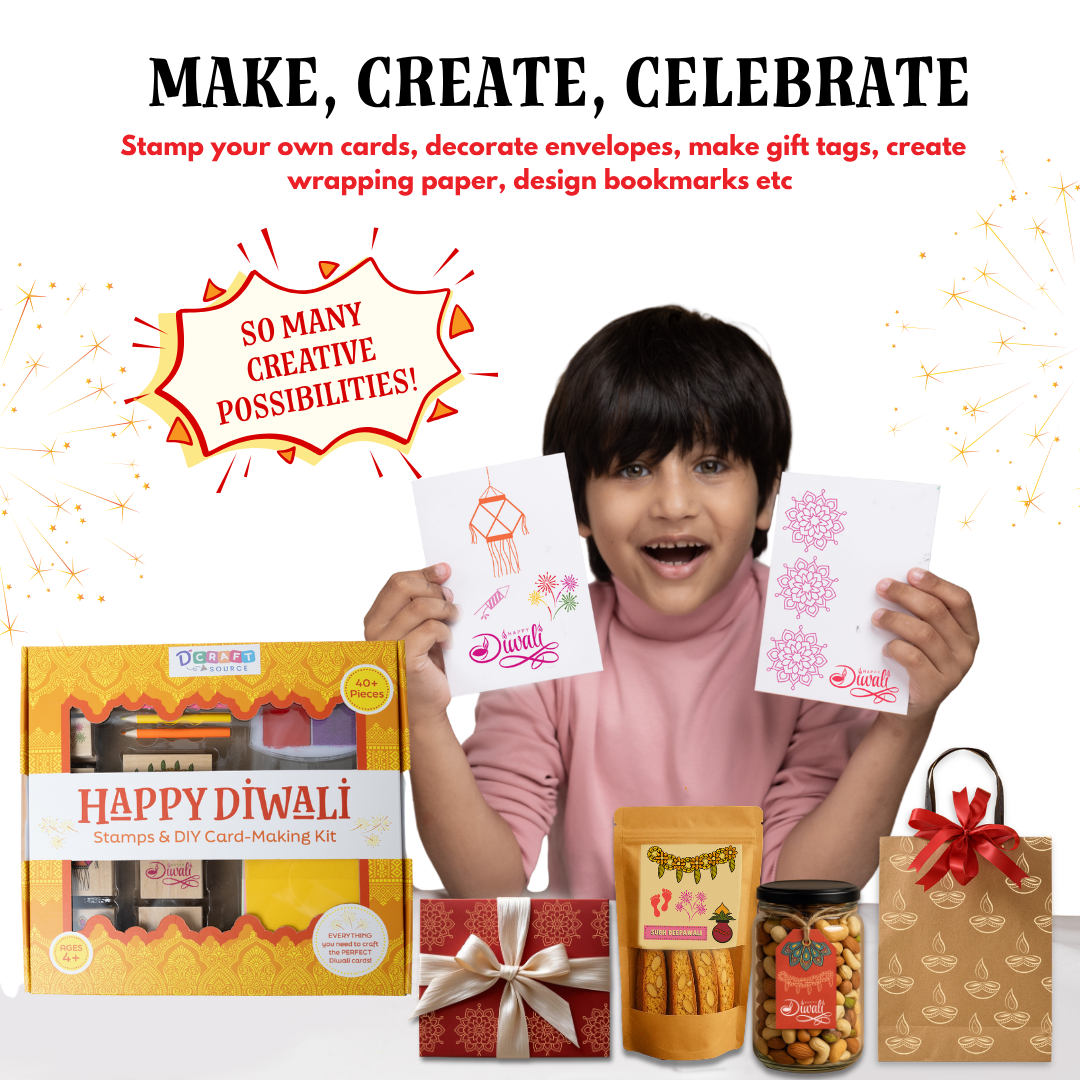 HAPPY DIWALI - Wooden Stamps & DIY Card Making Kit