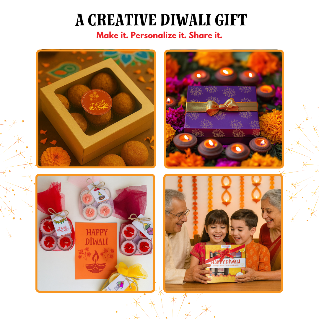 HAPPY DIWALI - Wooden Stamps & DIY Card Making Kit