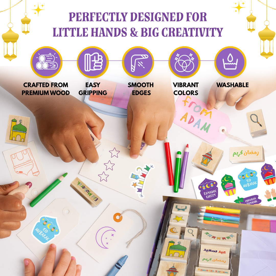 BLESSED RAMADAN & EID - Wooden stamps & DIY Card Making Kit